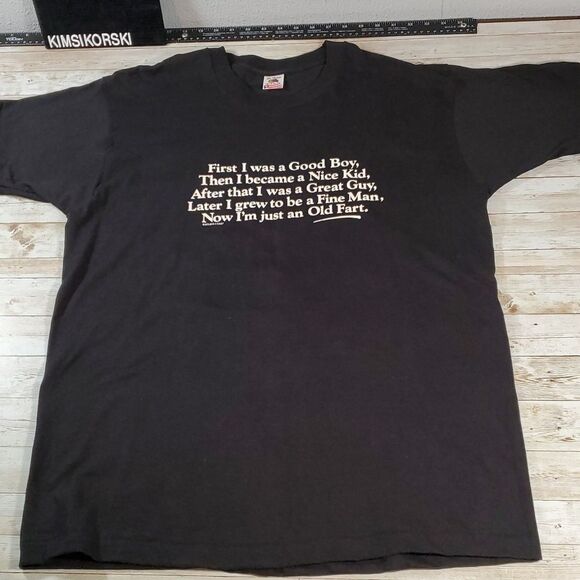 Stages of Manhood Good Boy to Old Fart Single Stitch Black FOTL Funny T-Shirt XL - Picture 1 of 6